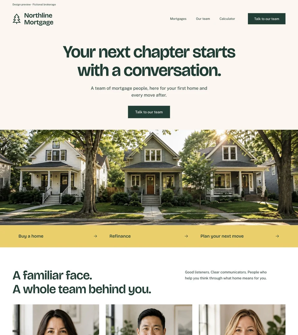 The Team mortgage website design